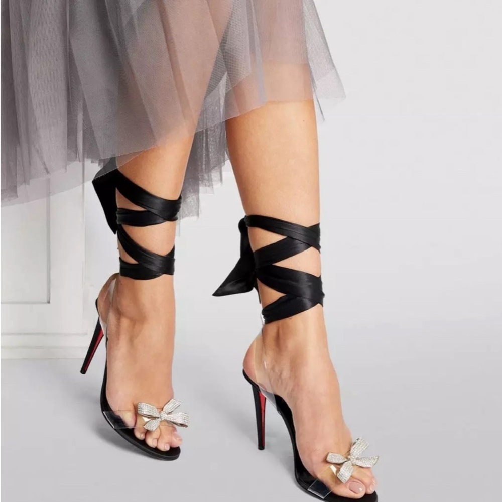 🌹🌹🌹Christian Louboutin🌹🌹🌹            ASTRINODO Crystal Bow 🎀 Silk Tie 👠